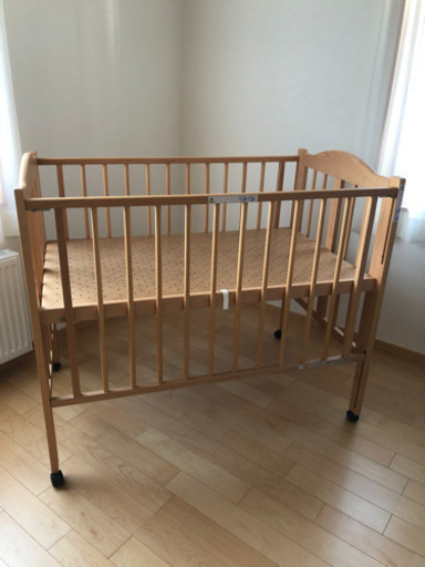 ベビーベッド＆ベビー布団セット 日本製ベビーベッド 折りたたみ ハイタイプ 石崎家具＆アカチャンホンポ ベビー布団セット