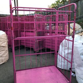 ★中古★※直接引取限定※カゴ台車　タイヤ・ストッパー難あり　業務...
