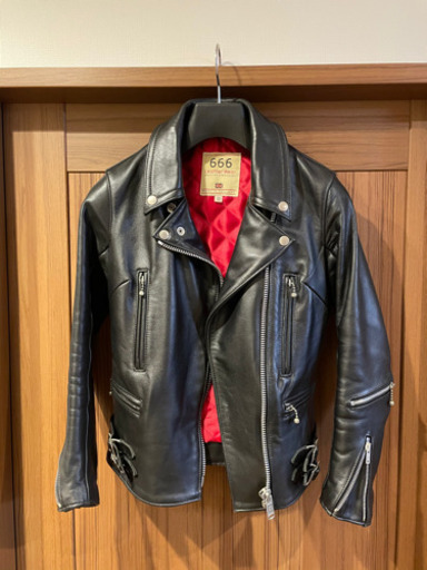 666レザー ダブルライダースジャケット 32