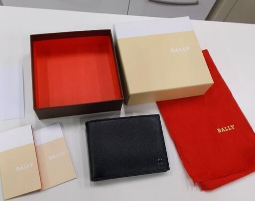 ◇BALLY 折りたたみ財布 黒 カーフ 美品 未使用品に近い CALF EMBOSSED 折り畳み 2つ折り財布 ウォレット レザー 革 バリー 札幌市東区 新道東店