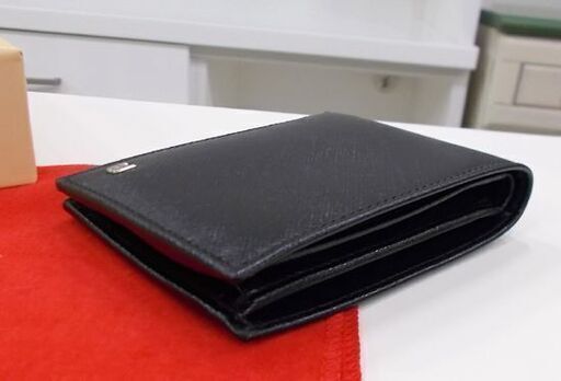 ◇BALLY 折りたたみ財布 黒 カーフ 美品 未使用品に近い CALF EMBOSSED 折り畳み 2つ折り財布 ウォレット レザー 革 バリー 札幌市東区 新道東店