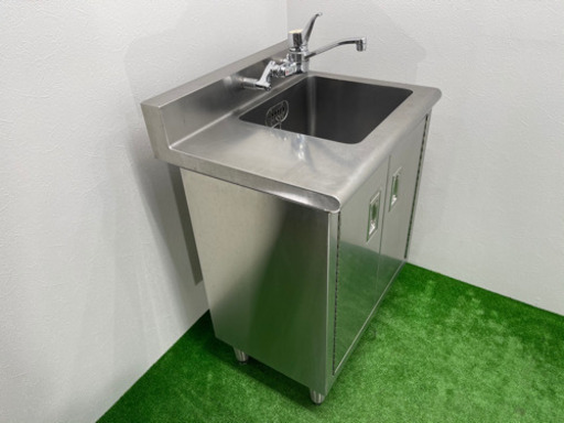 業務用　ステンレス　扉付き1層シンク　流し台　蛇口付き　店舗　飲食店　W650xD500xH800mm