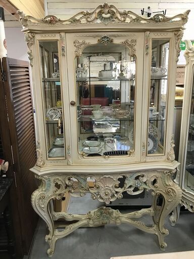 ■ioy1206■SILIK/シリック■ガラスキャビネット■ロココ調/クラシック家具■飾り棚/収納家具/ガラス棚/コンソールキャビネット■