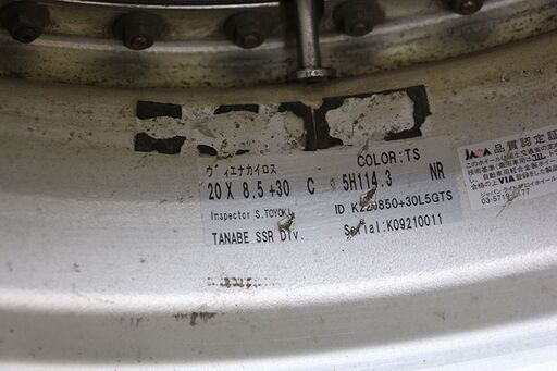 タナベ SSR ヴィエナカイロス 20×8.5 9.0 5H PCD114.3 +09 +30 TANABE　ホイール アルミ(A36