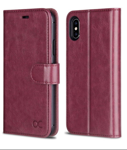 iPhone Xsケース 手帳型 アイフォン カバー OCASE PU合皮レザー カード収納 スタンド機能 マグネット式 財布型 フリップカバー 耐衝撃 高級感 おしゃれ ワインレッド