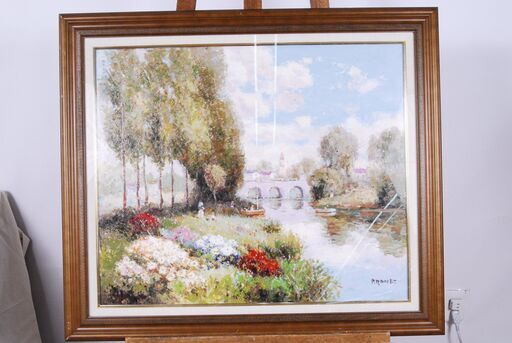 4048 Pierre RONET ピエール・ロネット 油絵 額装 F20 サイン有 76.5×88.5cm 愛知県岡崎市 直接引取可