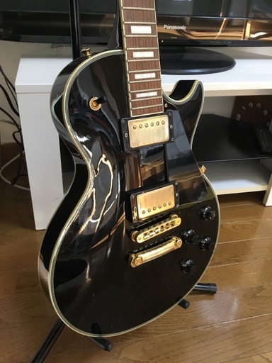 レスポールカスタム　黒　BURNY　弦新品交換済み＋ROLANDスピーカー2セット
