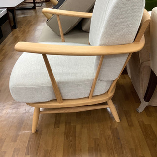 1掛けソファー KASHIWAライトグレー×ナチュラル 布 149