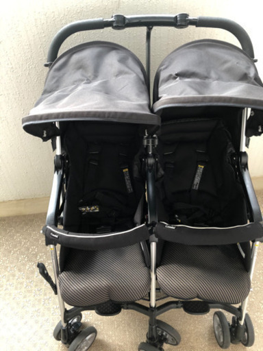 ベビーカー　二人乗り　双子　年子　ツインスピン　レインカバー付