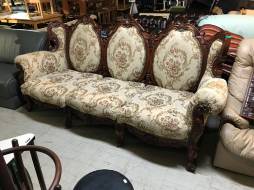 JF01313 マホガニー ソファ ロココ調