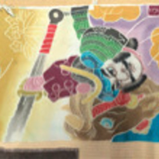 アンティークな古布　時代武者絵織旗