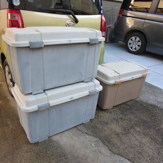 【3個￥1000】 ローラー付きベランダストッカーBOX　3個合...