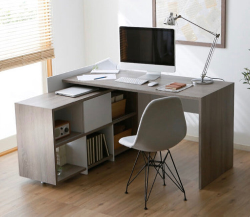 年末値下げ！！幅140 L字デスク 収納付き オープン収納 デンマーク産 PC ワーク 書斎　傷あり