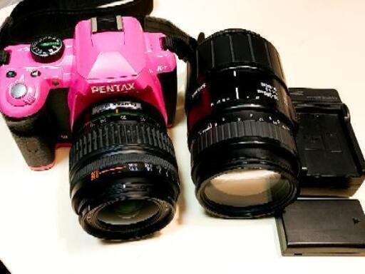 【週末値下げ】ピンクの一眼レフ！PENTAX K-r レンズキット　+望遠レンズ、Wi-Fi転送SDカード