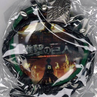 【未開封】【正規品】進撃の巨人 レザーブレスレット グリーン 調査兵団ロゴの画像