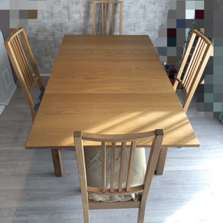 【お引き渡し決まりました！】IKEA BJURST伸長ダイニングテーブルの旧モデルと椅子4脚セットです。の画像