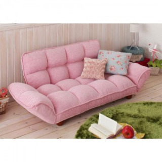 2人掛けリクライニングソファーピンク