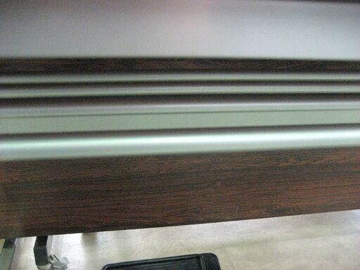 会議用テーブル 180×60×70cm 跳ね上げ式 収納棚付き グレー×ホワイト ミーティングテーブル 会議テーブル オフィス用品 オ