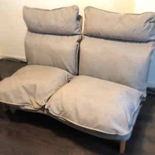 【無印良品】ハイバックリクライニングソファ　2シーター（2人掛け・ラブソファ・座椅子）ブラウン　値下げしましたの画像
