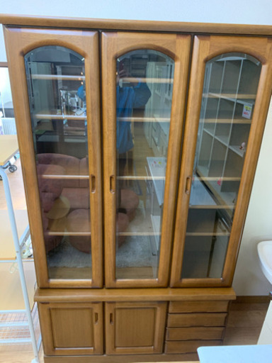 【リサイクルサービス八光　田上店　配達・設置OK】ダークブラウン　大型食器棚