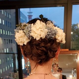 ヘアドレス　プリザーブドフラワー ドライフラワー　ブライダル　ウェディングの画像