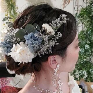 ヘアドレス　プリザーブドフラワー ドライフラワー　ブライダル　ウェディングの画像