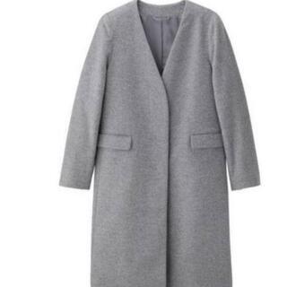 GU　ウールブレンドノーカラーコート　グレーの画像