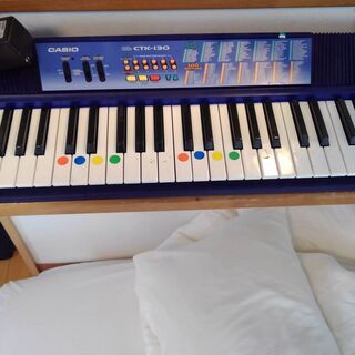 値下げ！　カシオ　キーボード　CTK-130　ブルー　ACアダプ...