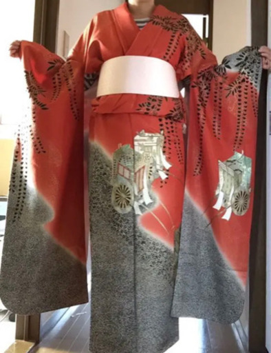 振袖 成人式 卒業式 晴れ着 御所車 正絹 美品