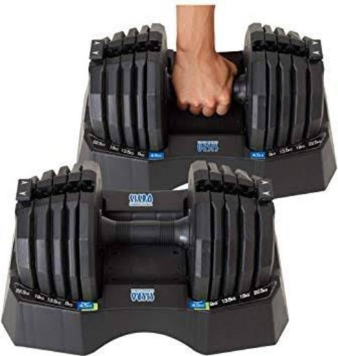 東急スポーツオアシス アジャスタブル ダンベル 22.5kg 可変式 5段階 (プレート1枚4.5kg×8枚)2セット