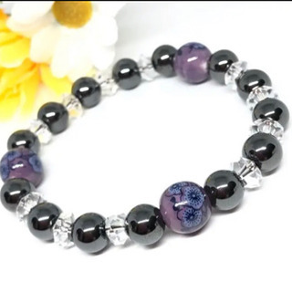 とんぼ玉＆ヘマタイトブレスレット✳︎ラッピング発送の画像