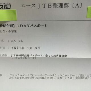 2021年1月3日　ハウステンボス　パスポート