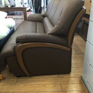 3人掛けｿﾌｧｰ ﾌﾞﾗｳﾝ 合皮 【ﾄﾚﾌｧｸ桶川店】