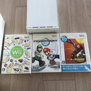 Wii＋ソフト3枚【マリオカート含】ハンドル乾電池付！直ぐ遊べる！！の画像