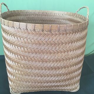 ハンドメイド網代編みカゴ（大）　紙バンド　