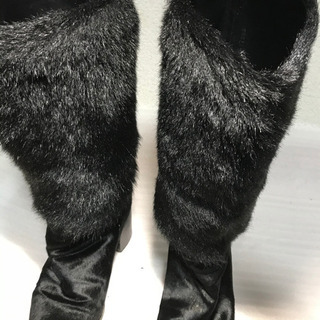 シャネル ロングブーツ ファー付き 24cm