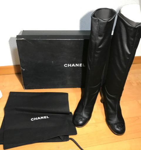 シャネル　CHANEL コココクーン　ココマーク　ロングブーツ　ブラック　23.5cm