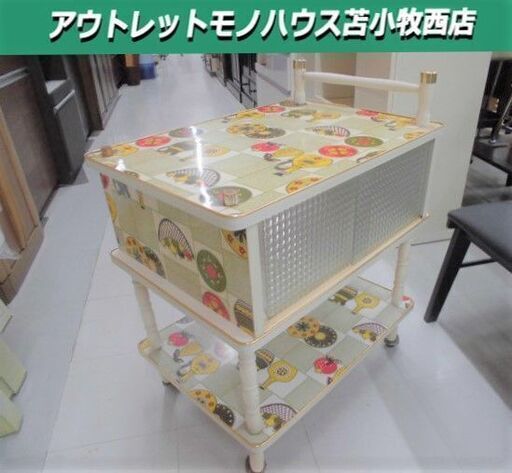 キッチンワゴン 昭和レトロ ワゴン キッチン収納 幅43x奥行60x高さ78cm 二段 キャスター付き  苫小牧西店