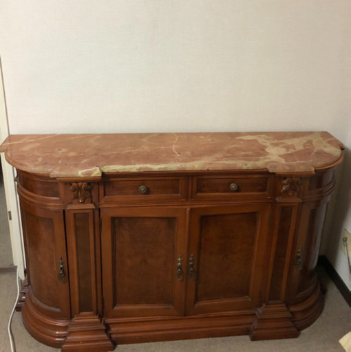 1月10日まで　輸入家具　サイドボード　アンティーク　木製　大理石
