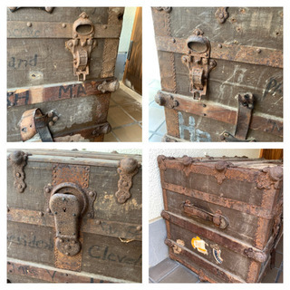 アメリカ製 アンティーク 船舶トランク 店舗テーブル 什器 収納箱 宝箱 サンフランシスコ 西海岸　U.Sの画像