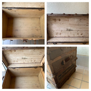 アメリカ製 アンティーク 船舶トランク 店舗テーブル 什器 収納箱 宝箱 サンフランシスコ 西海岸　U.Sの画像