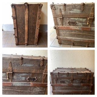 アメリカ製 アンティーク 船舶トランク 店舗テーブル 什器 収納箱 宝箱 サンフランシスコ 西海岸　U.Sの画像