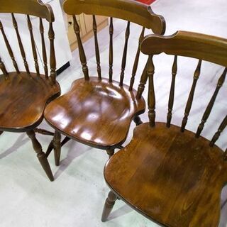 ◇キツツキ ダイニングチェア 3脚セット 木製 ブラウン 飛騨産業