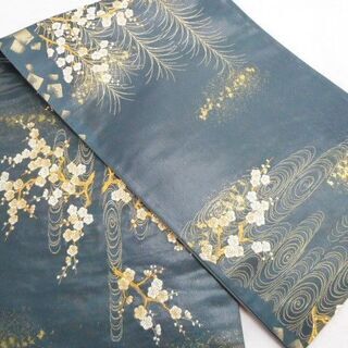 袋帯 永楽歌集 金糸 正絹 長さ431.5×幅31㎝ 仕立て上がり 和装 苫小牧西店の画像