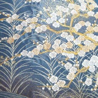 袋帯 永楽歌集 金糸 正絹 長さ431.5×幅31㎝ 仕立て上がり 和装 苫小牧西店の画像