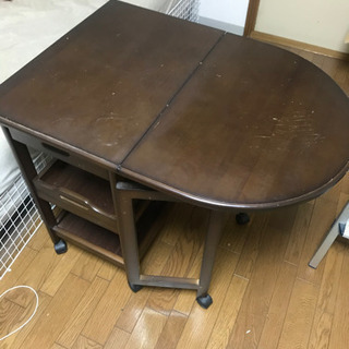 作業台　可動式　拡張　ダークブラウンの画像