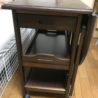 作業台　可動式　拡張　ダークブラウン
