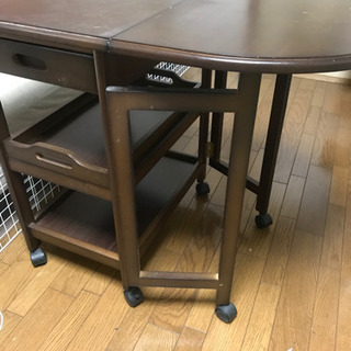 作業台　可動式　拡張　ダークブラウンの画像