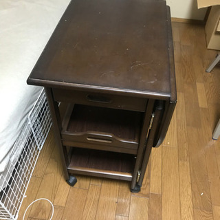 作業台　可動式　拡張　ダークブラウンの画像