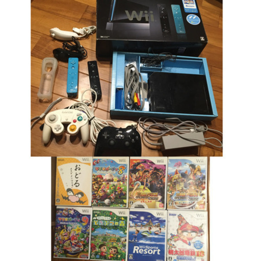 Wii本体　リモコン付　人気ソフト付き　すぐに遊べるセット　クロ